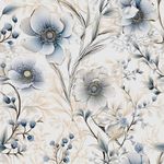 BEETAL Silver Floral Grey/Blue/White Poppy Flowers Peel and Stick Wallpaper Easy Peel Off Contact Paper Stick on Adhesive Wall Paper for Bathroom Waterproof Renter Friendly