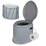 ASAB Adult Size Portable 5L Camping Toilet With Loo Roll Holder and Washable Bucket Seat Adult Potty Lid Stable Non Slip Portable Toilet for Outdoor Festivals Picnics Fishing Caravan Car Trip