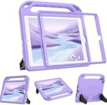 BMOUO Kids Case for iPad 9th/8th/7th Generation, with Built-in Screen Protector, Shockproof Handle Stand Kids iPad 10.2" Case 2021/2020/2019, Light Purple