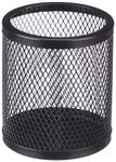 amazon basics Metal Round Mesh Pen Stand & Pencil Holder | Table Desk Organizer for Home, Office | Black