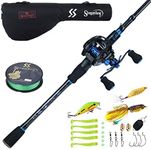 Sougayilang Baitcaster Combo Fishing Rod and Reel Combo, Ultra Light Baitcasting Fishing Reel with Rod Bag for Travel Saltwater Freshwater and Beginner-6ft with Right Hand Reel with Rod Bag