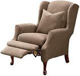 SureFit Stretch Pique Recliner Wingback Chair Slipcover, Polyester/Spandex, Machine Washable, Two Piece, Taupe Color