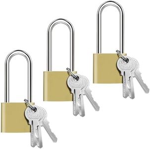 Nutabevr 3 Pezzi 32mm Lucchetto Con Arco Extra Lungo, Lucchetto Armadietto Lungo con 9 Chiave, Lucchetto di sicurezza, Maggiore Spazio di Chiusura, per armadietto, zaino, Finestre, Porte