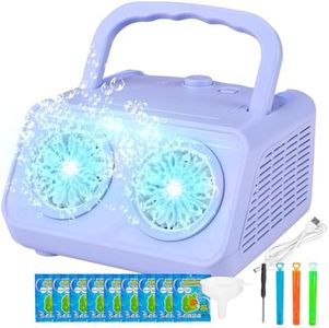 SHCKE Automatic Bubble Machine Upgrade Bubble Blower with 2 Fans,20000+ Bubbles Per Minute, USB-C or Battery Powered,Sealed Bottle, Portable Bubble Maker for Birthday Party Pool Wedding Outdoor