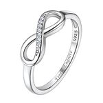 Suplight 925 Sterling Silver Engraved Cubic Zirconia Infinity Ring for Women Teen Girls Size 7