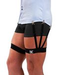 NV Holders Improved 2.0, with improved clasps; premium shirt stays, shirt holders, shirt garters, shirt tuckers for men, Black, Medium (21.5-23.5 inches on thigh's thickest part)