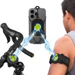 BONE Run and Bike Tie Connect Kit 2 Magnetic, 360° Rotatable Quick Release 2 in 1 Cell Phone Holder for Jogging Cycling, Universal Sports Armband Bike Computer Mount for Smartphone 4.7 to 7.2"