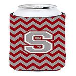 Letter S Chevron Crimson and Grey Tall Boy Beverage Insulator Hugger CJ1043-STBC