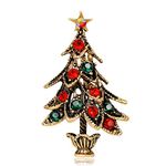 Vintage Christmas Tree Brooch Pin Rhinestone Jewelry Gift for Women - Ideal for Christmas Parties and Events.