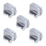 TURNEGOO AEZ73293801 Gas Stove Knobs, Silver Plastic Cooktop Burner Control Knob Replacements, Compatible with LG Range/Oven/Gas Stove Knobs, Replace for AP5594929 EA3639420 (5 Packs)