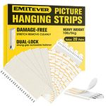 EMITEVER Picture Hanging Strips Heavy Duty, Damage Free Hanging Picture Hangers, Picture Hanging Kit, Hanging Hooks Without Nails, Medium Wall Strips Adhesive Poster Sticky White 20-Pairs (40 Strips)