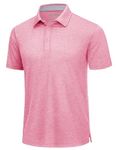 TACVASEN Polo Shirts for Men Short Sleeve Collared Shirts Quick Dry Tennis Shirts for Men Lightweight Workout Polo Shirts Men Pink