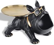 LCCCK Big Mouth French Bulldog Decor, Black Statues Home Butler Statue with Tray Storage Key Holder Candy Jewelry,Suitable for Modern Art Dining Table Decor Office Small Object