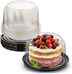 MT Products PET Plastic Cake Container with Clear Lid for Optimal Product Visibility for 6” Round Cake - (5 Pieces) Plastic Bakery Box - Made in the USA