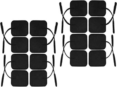 iSTIM Almohadilla de electrodos autoadhesiva para unidad TENS EMS de 5x5 cm súper suave para unidades TENS EMS con conector de 2 mm para tratamiento del dolor(5x5 cm, 16 piezas, negro)