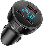 USB C Car Charger,78W Dual PD3.0 + QC 3.0 3 Port USB Fast Charging Adapter, Mini Metal USB Cigarette Lighter with LED Digital Voltmeter for iPhone 11/12/13/14, MacBook,iPad Pro, Samsung S22/S21