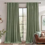 StangH 90 inch Length Sage Green Velvet Curtains Holiday Backdrops for Party, Set of 2, Heavy Thick Bedroom Drapes Room Darkening Thermal Insulated Panels for Dining Room, W62x L90