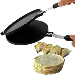 Tortilla Press Pan Non-Stick Flour Tortilla Press with Bakelite Handle Heavy-Duty Aluminum Tortilla Dough Press Pan Multipurpose Tortilla Press Stove Top Pan for Kitchen 15.1× 6.6× 0.7 in