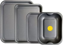 4-Pack - Baking Tray and Roasting Tray Set - 38cm, 35cm & 28cm Baking Trays, and 28cm Roasting Tray Set Tray/Pan, Non-Stick, Multi-Pack Set Oven Trays - Dishwasher Safe and Easy Clean. By KITCHENEUR®