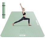 HAPBEAR Large Yoga Mat for Women- 198cm×137cm TPE Non-Slip, Durable, Eco-Friendly, Extra Large Thick Wide Exercise Mat for Pilates,Gym,Workout,Home,Fitness