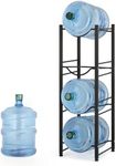 smusei 5 Gallon Water Bottle Holder 4 Tier Water Cooler Jug Stand Storage with 4 Slots for 5 Gal Water Dispenser Black Water Bottle Organizer Rack Metal for Office, Kitchen, Home
