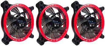 APEVIA 312L-CRD 120mm Silent Dual Rings Red LED Fan with 32 x LEDs & 8 x Anti-Vibration Rubber Pads (3 Pk)