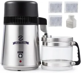 CO-Z 4L Brushed Stainless Steel Countertop Distiller Machine, Home Distilled Water Maker with Glass Pot, Purifier to Make Clean Water