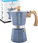 GROSCHE Milano Moka pot, Stovetop Espresso maker, Greca Coffee Maker, Stovetop coffee maker and espresso maker percolator (Indigo, 6 cup)