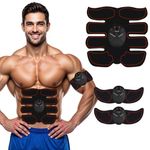 WARDBES Abs Trainer, EMS Training Device, Abdominal Muscle Trainer, Abdominal Trainer with 6 Modes & 9 Intensities, Portable Muscle Stimulator, for Abdomen, Arm, Leg Fitness Training