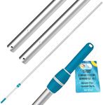 U.S. Pool Supply Professional 15-Foot Aluminum Telescopic Swimming Pool Pole, Adjustable 4 Piece Expandable Step-Up - Twist Locking Cams, Attach Connect Skimmer Nets Rakes, Brushes, Vacuum Heads Hoses