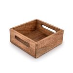 Samhita Square Burning Finish Mango Wood Napkin Holder for Restaurant Decor Kitchen Bar Accessories (19.05cm x 19.05cm x 6.98cm)