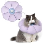 Cat Cone Collar Soft,Cute Adjustable Waterproof Cat Recovery Collar,Anti-Bite Lick Wound Healing Safety Cone For Cats,Purple Flower All-Season Style(M)…