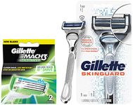 Gillette Mach 3 Sensitive Manual Shaving Razor Blades - 2s Pack (Cartridge) & Gillette Skinguard Razor, 1 Pc