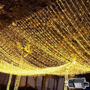 Cozymeow Cortina de Luces 600 LED 6M x 3M Lucas Navidad con Enchufe, Temporizador, 8 Modos Impermeable Cascada Lucas para Exterior Balcon Jardin Terraza Escaparates Decoración - Blanco Cálido