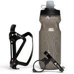 Bike Bottle Holder with Water Bottle and Mount Mountain Bike Water Bottle Holder No Screws Water Bottle Cages Bike Water Bottles, Kids Bike Water Bottle Holder for Bike (Map Black)