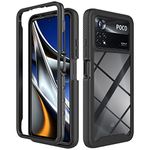 COMAKU Xiaomi Poco X4 Pro 5G Case, Double-Layer Hybrid Transparent PC + TPU Silicone Cover, Clear Back Shockproof Bumper Case for Xiaomi Poco X4 Pro 5G - Black