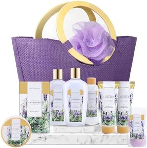 Spa Luxetique Gift Baskets for Women, Spa Gifts for Women-10pcs Lavender Gift Sets with Body Lotion, Bubble Bath, Relaxing Bath Sets for Women Gift, Birthday Gifts for Women, Mothers Day Gifts for Mom