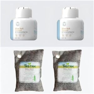 Shoe Cabinet Deodorant, Blue Bell Scent, 2-Pack (6.35oz Each) + 2 Activated Carbon​. Developed for Shoe Cabinet's Complex Odors, Eliminates (Ammonia, H2S, VOCs) Not Masking, 90-Day 24/7, Plant-Based.