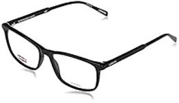 Levi's Men's LV 1018 Rectangular Prescription Eyeglass Frames, Black/Demo Lens, 55mm, 16mm