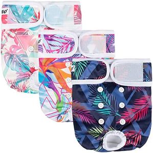 Dono Dog Nappies Female Reusable, 3 PCS, Dog Diapers, Dog Heat Pants Female, Nappies for Dogs in Season, Period Pants for Dogs, Adjustable Sanitary Doggy Puppy Diapers,XS,S,M,L