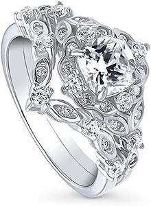 BERRICLE Sterling Silver Chevron Wedding Engagement Rings Cubic Zirconia CZ Halo Ring Set for Women, Rhodium Plated Size 4-10, Sterling Silver Cubic Zirconia, Cubic Zirconia