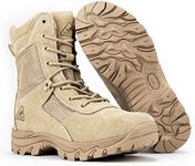 RYNO GEAR Men's Military & Tactical Boots, CoolMax Tactical Combat Military Durable Leather Work Utility Outdoor Hiking Assault Boots (Tan/Coyote/Black), 8" Beige, 9