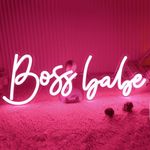 SYLHOME Pink Boss Babe Led Neon Light Sign for Boss Office Desk Wall Decor Sign Girls Lady Bedroom Home Light Up Sign Inspirational Birthday Christmas Bestie Best Boss Gifts USB 5V 15.75"X6"