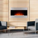 Northwest Stainless Steel Electric Fireplace with Wall Mount and Floor Stand and Remote, 36 Inch, 36" Sterling Silver