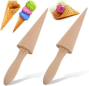 2PCS Pizzelle Roller, Ice Cream Cone Mold Cone Roller for DIY Pastry Dessert Cooking Kitchen Tool Decorating Baking Accessory Wooden