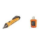 Klein Tools NCVT1P Voltage Tester, Non-Contact Voltage Detector Pen, 50V to 1000V AC, Audible and Flashing LED Alarms, Pocket Clip & Klein Tools RT110 Receptacle Tester