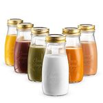 Bormioli Rocco Quattro Stagioni, Set Of 6, Glass Canning Mason Jars And Drinking Bottles, 13.5 Oz. With Gold Metal Airtight Lids, Made In Italy.