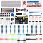 BOJACK 37 Values 480 Pcs Electronics Component Fun Kit with Power Supply Module, Jumper Wire,Precision Potentiometer,830 tie-Points Breadboard Compatible with STM32,Raspberry Pi,Arduino