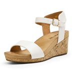 DREAM PAIRS Women's White Pu Open Toe Buckle Ankle Strap Platform Wedge Sandals Size 9.5 M US Nini-8