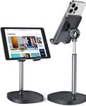 Cell Phone Stand, Angle Height Adjustable LISEN Phone iPAD Stand for Desk, Thick Case Friendly iPhone Holder Stand for Desk, Compatible with All Mobile Phones, Small iPad(4-9.7 inch) (Black)